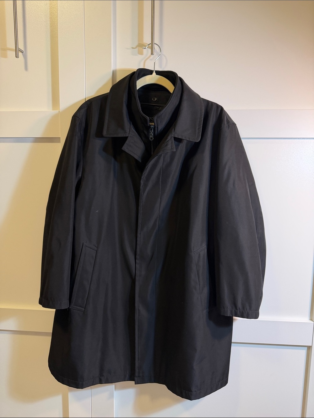 Jos. A. Bank Men’s Black Trench Coat - Classic Lightweight Overcoat